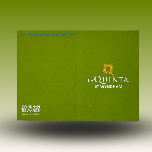 La Quinta Wyndham Brand Hotel Key Card Envelope Holder Folder